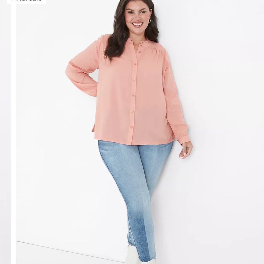 Lane Bryant Women's Pink Button-Up Blouse